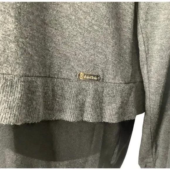 Calvin Klein Top Gray Black Layered Look Tulip Back XS - Picture 3 of 7